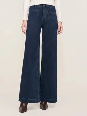 NEW NWT! DL1961 HEPBURN WIDE LEG JEANS HIGH RISE PATCH POCKET INDIGO RINSE sz 31